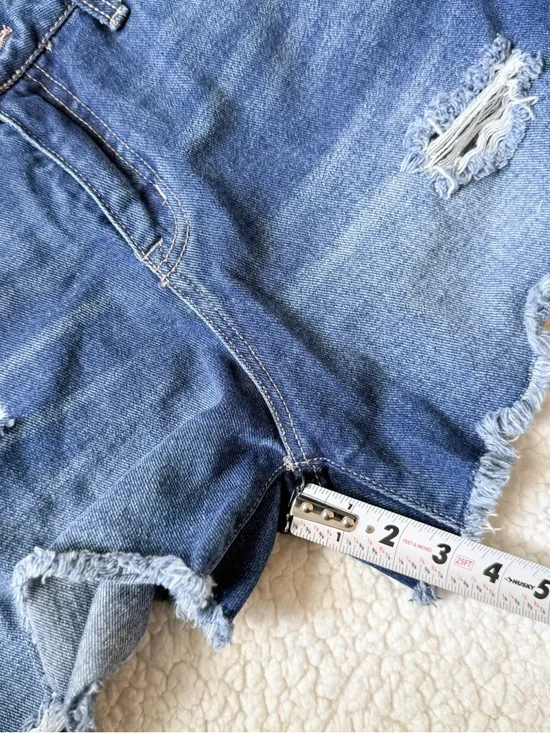 Time and Tru Dark Blue Distressed Denim Shorts - Picture 5 of 6